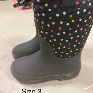 Kids Black Rain/Snow Boots with Multicolor Polka Dots